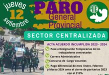 EL CDP ATE SALTA CONVOCA PARO GENERAL PROVINCIAL EN EL SECTOR DE LA CENTRALIZADA